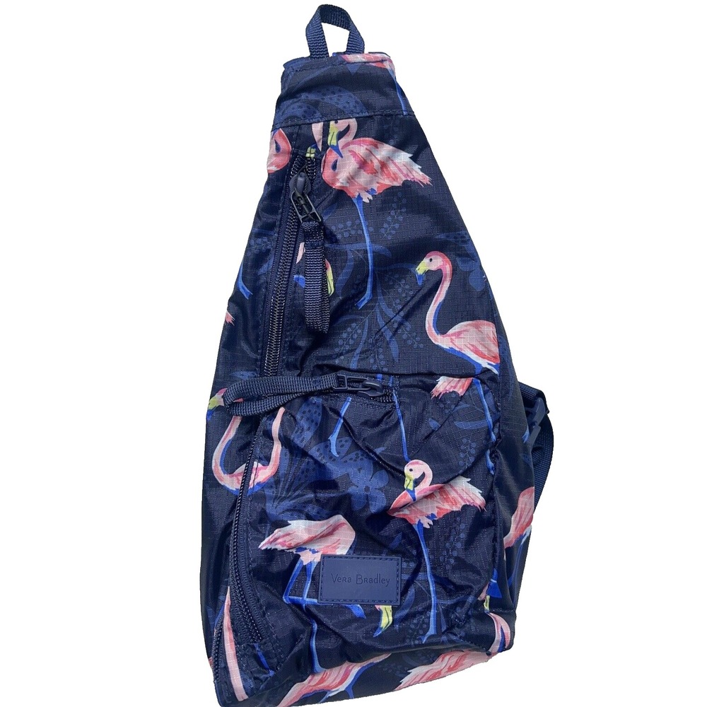 Vera Bradley Blue Pink Flamingo Party Mini Sling Backpack (JC)